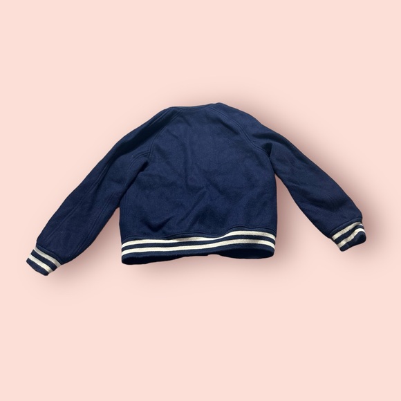 Boys Polo Ralph Lauren Navy Blue Baseball Bomber Snap Front Wool Blend Jacket - Picture 2 of 10